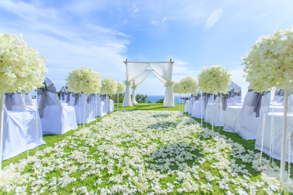 Outdoor wedding venue on a sunny day