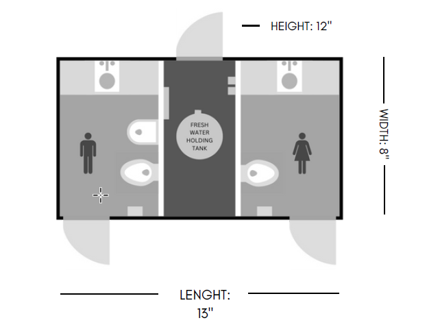 diagram of 2 restroom trailer