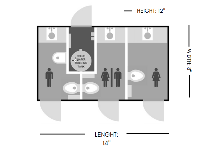 diagram of 3 restroom trailer