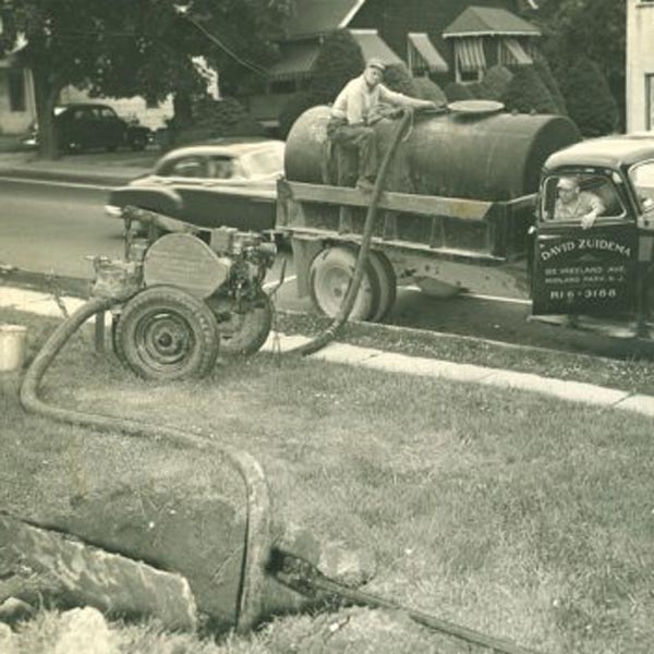 historic photo of Zuidema septic truck in 1919