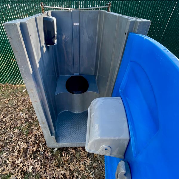 interior of high rise portable toilet