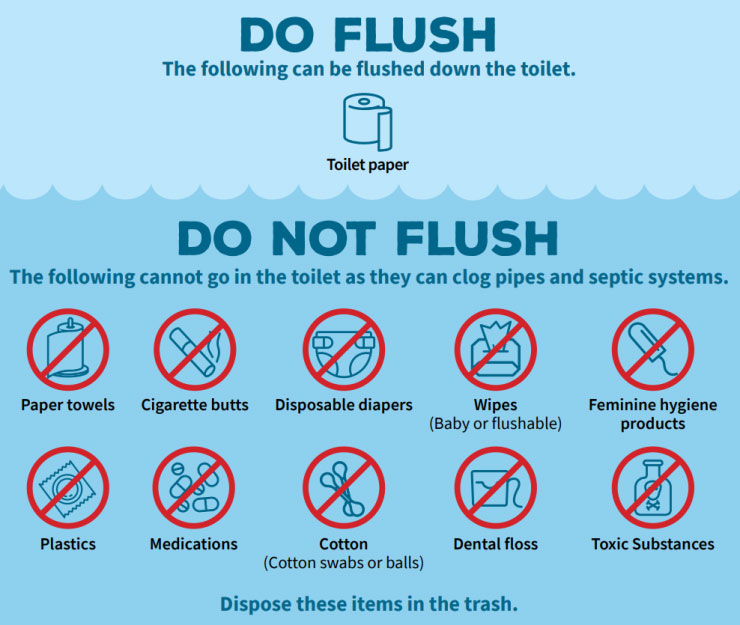 diagram of what to flush and what not to flush